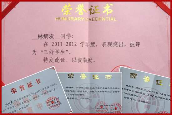 林炳发 获奖证书